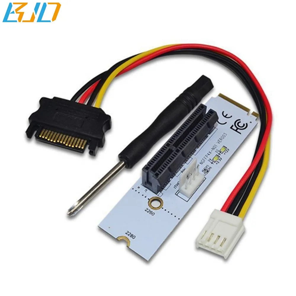 

M.2 NGFF M-Key to PCI-E X4 PCIe 4X Adapter Card with LED Voltage indicator for GPU Riser Mining, White