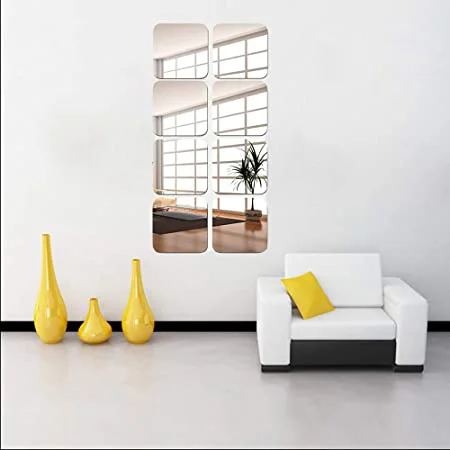 

Fashion Mirror Wall Stiers Acrylic Square Mirror Tile Wall 3d Decal Diy Home Room Decor, Silver, gold or more colors