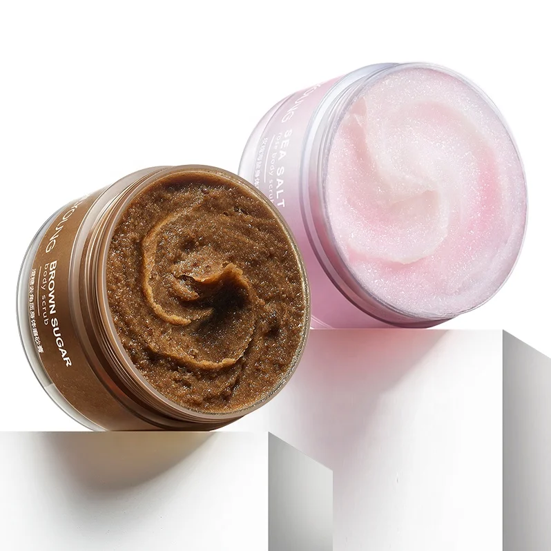 

wholesale private label pink dead sea scrub with shea butter natural Suger body scrub for lighting factory hot sale, Brown pink