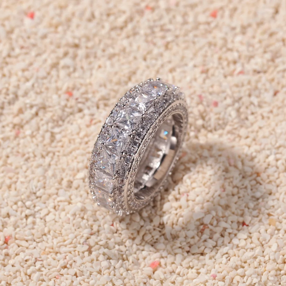 

fashion HH brass Based 18K gold Plated 3A+zirconia rings for men jewelry, Gold/silver