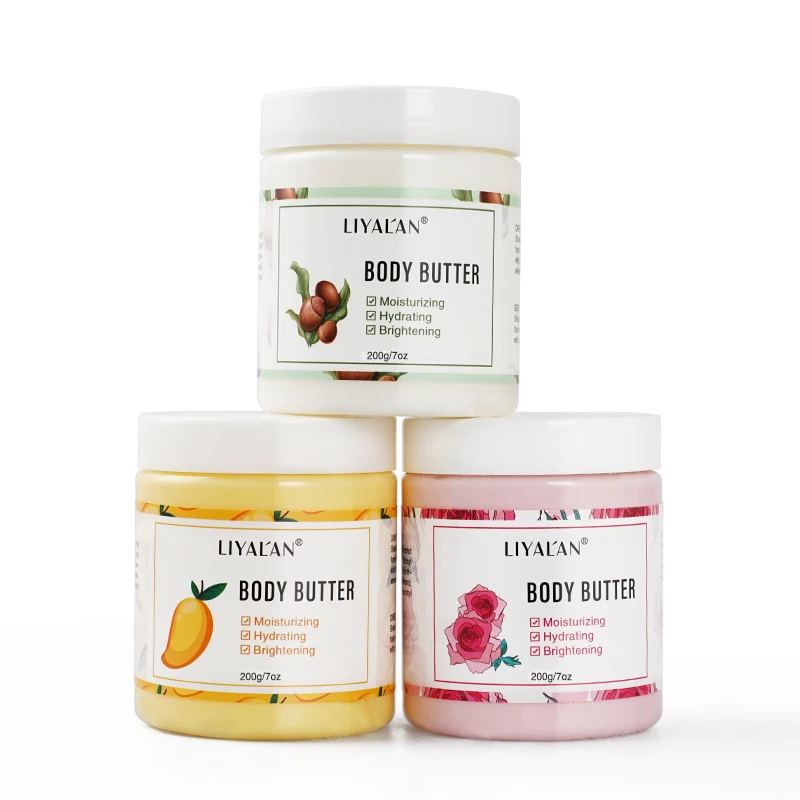 

OEM Private Label Natural Organic Vegan 7oz Three Fruit Taste Body butter Moisturizer Skin Lightening Body Butter Cream