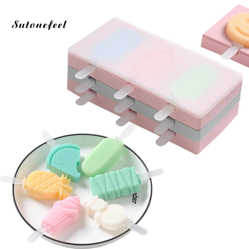 

Silicone Ice Cream Mold with Cover Animals Shape Jelly Form Maker for Ice lolly Moulds Ice Cube Tray for Candy Bar Decoration, White