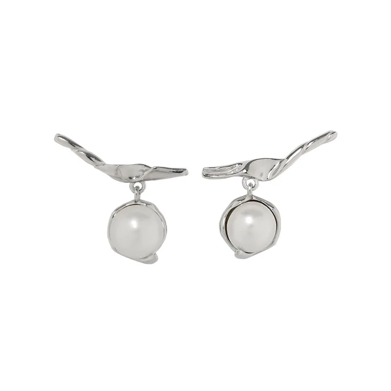 

VIANRLA 925 Sterling Silver Jewelry Minimalist Pearl Earrings For Women Free Laser Logo Wholesale