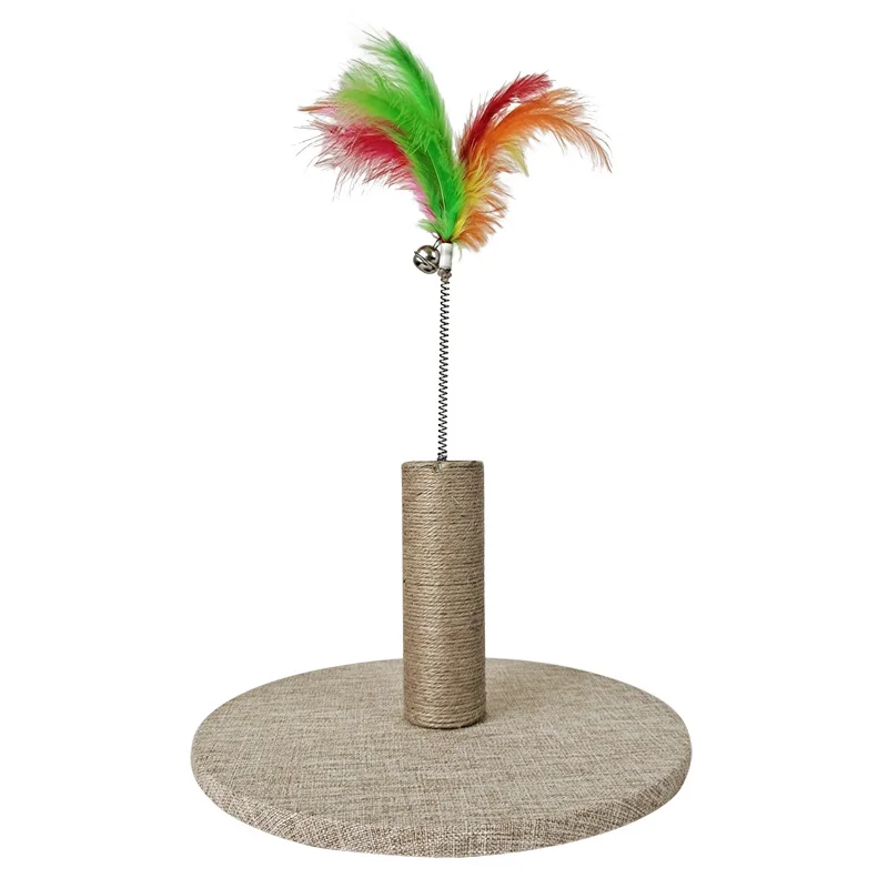 

Portable Cat Toy Color Feather Bell Funny Cat Stick Scratcher Cardboard Cat Tree Pet Toys, Purple,blue,gray,yellow,apricot