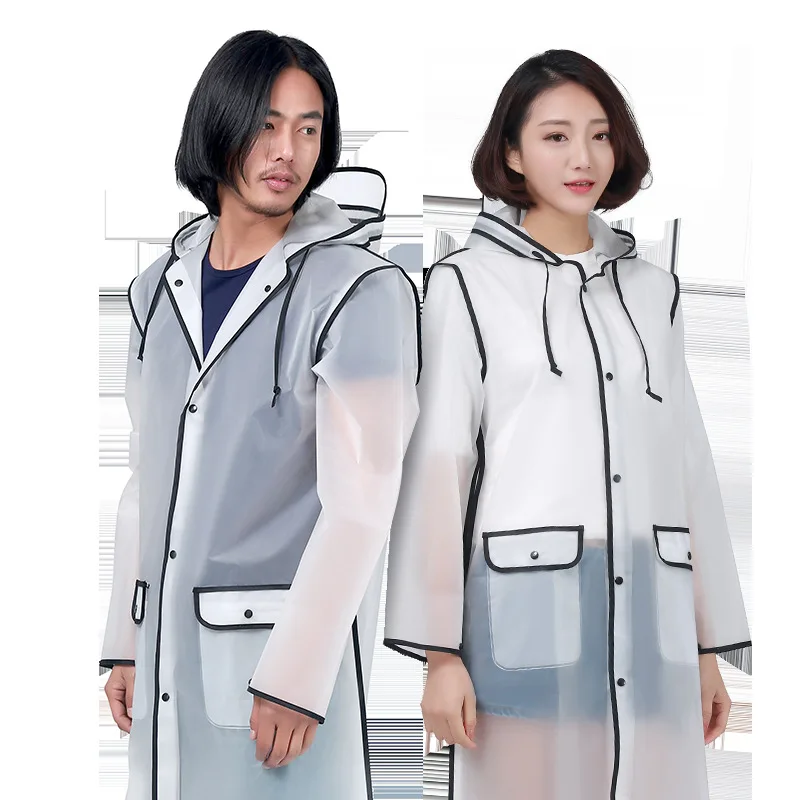 

EVA High Quality Backpack Hiking Raincoat Office Work Frosted Clear Adults Rain Coat For Adult