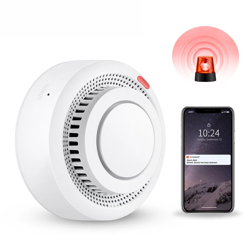 

Tuya co carbon monoxide and wireless smoke detector Wifi Home Security Wireless Smoke Alarm