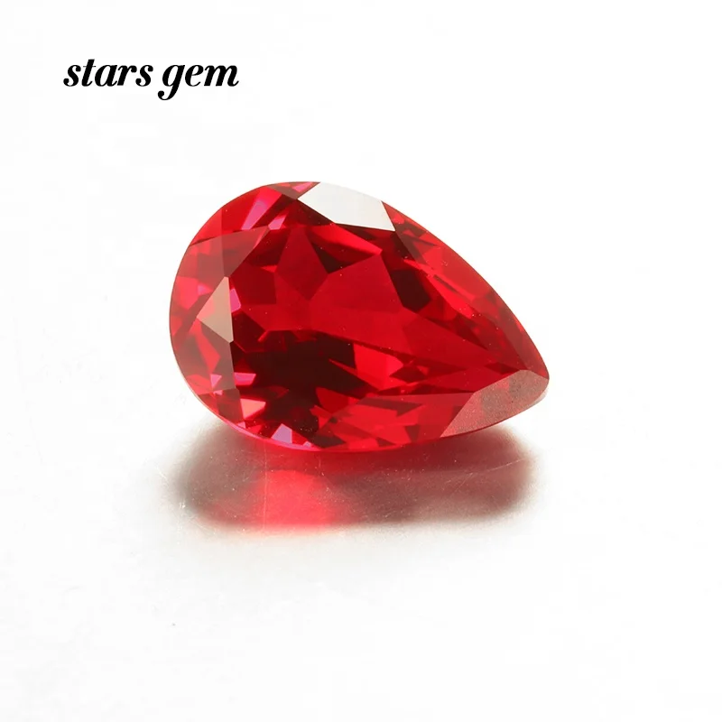 

Starsgem Luxury Ruby loose gemstone Gemstone Pear Cut Fancy Shape Blood Red Lab Grown Sapphire