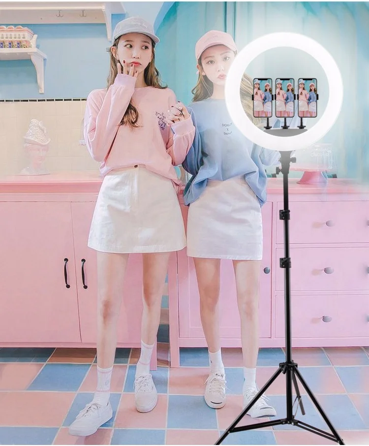 

Retouching Supplementary Lighting Big Ring Light with Tripod Stand Selfie Ring Light 18 Inch Led Photography Lamp 1.2