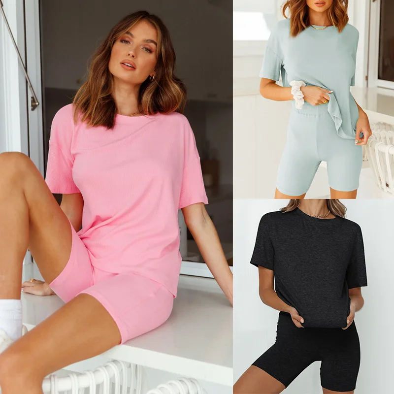 

Solid Color Sports Casual Pajama Sets Women Lounge Wear Two Piece Set Women Clothing, 8 colors