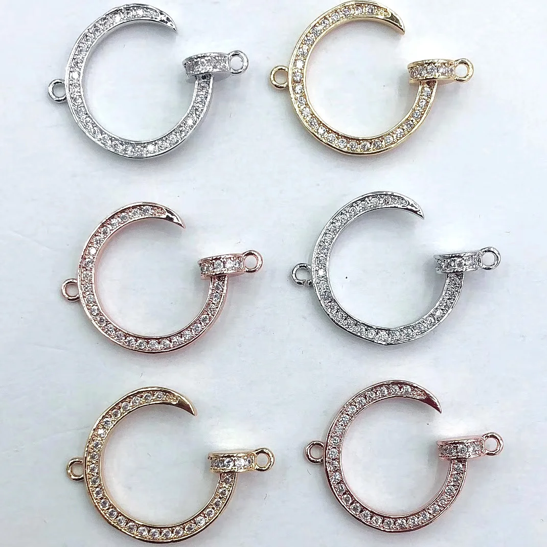 

Jewelry Accessory Micro Pave Cz C Shape Charms Bracelet Necklace Connector