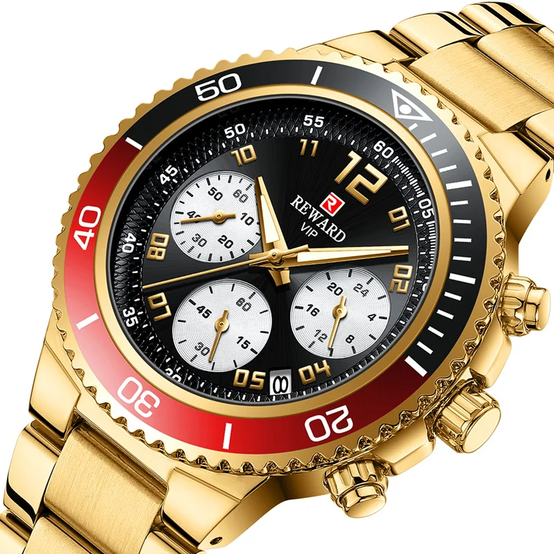 

Reward New design stainless steel sport wrist watch man Custom logo oem luxury fashion quartz rolexeble watches montre de luxe