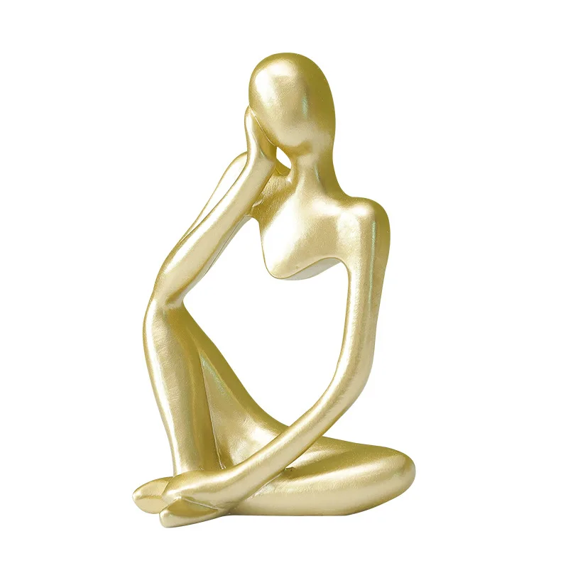 

Desktop Decor Handmade Crafts Sculpture Modern Art Golden Sculpture Statue Thinker Statue Resin Figurine Office Home Decoration, Mix colors