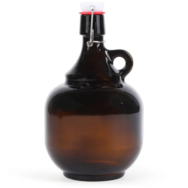 

wholesale empty amber 2 L swing top glass beer brewing bottles growler packaging