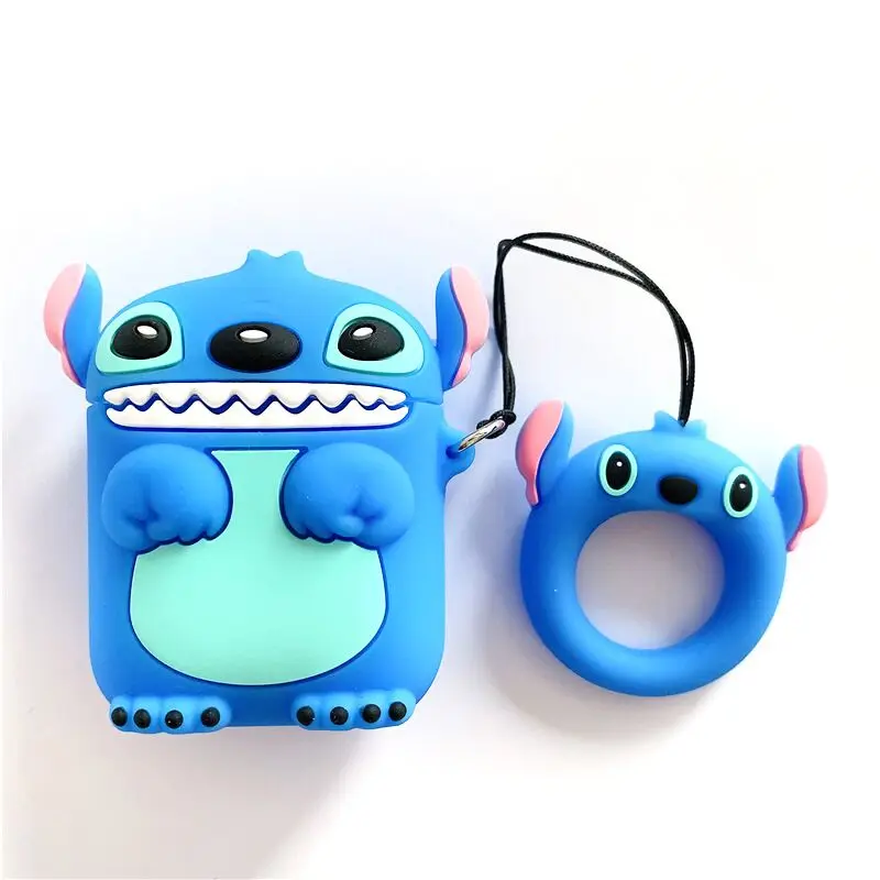 

Cartoon Cute Stitch Earpods Cover Case with Key Ring for Apple Airpods,for Airpods 2 Storage Case Lovely Minnie Mouse Ear, 4 colors optional