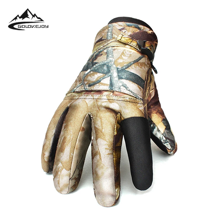 

GOLOVEJOY DT04 Shooting Camouflage CS Army Light Reflecting Glove Winter Autumn Windproof Waterproof Thicken Fleece Ski Glove, Camo, orange