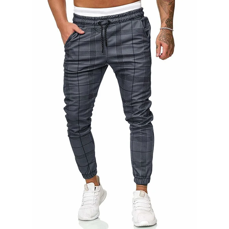 

Slim slim fashion autumn polyester cotton man jogger men's pants, Gray