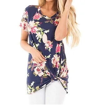 

New Arrival Fashion Rose Flower Print Lapel Short Sleeve Ladies Chiffon Shirt