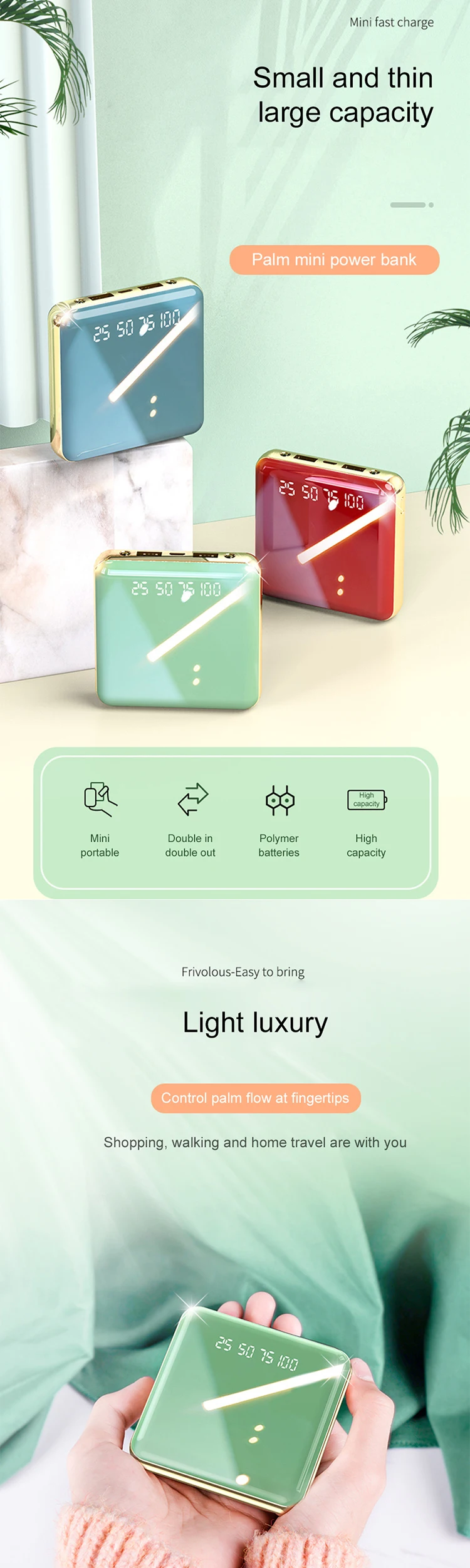 Portable Charger 8000mAh Mini Powerbank Mobile Bank External Battery Charger Power Bank 20000 mAh 10000 mAh - ANKUX.COM