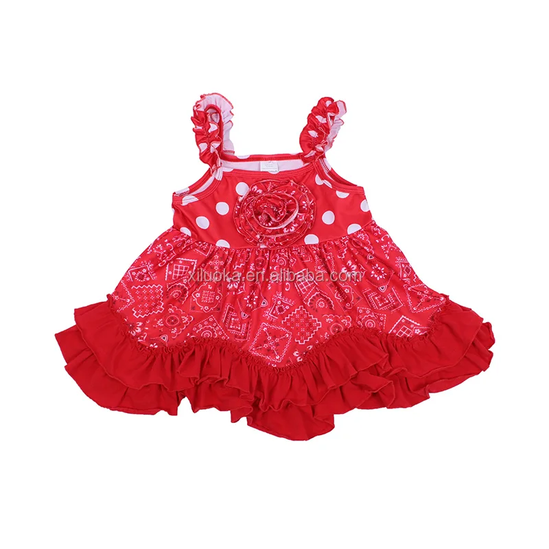 

New Product Factory Children Baby Clothes Girls New Fashion Red Dot Print Sleeveless baby dress organic cotton Kids Top, Picture
