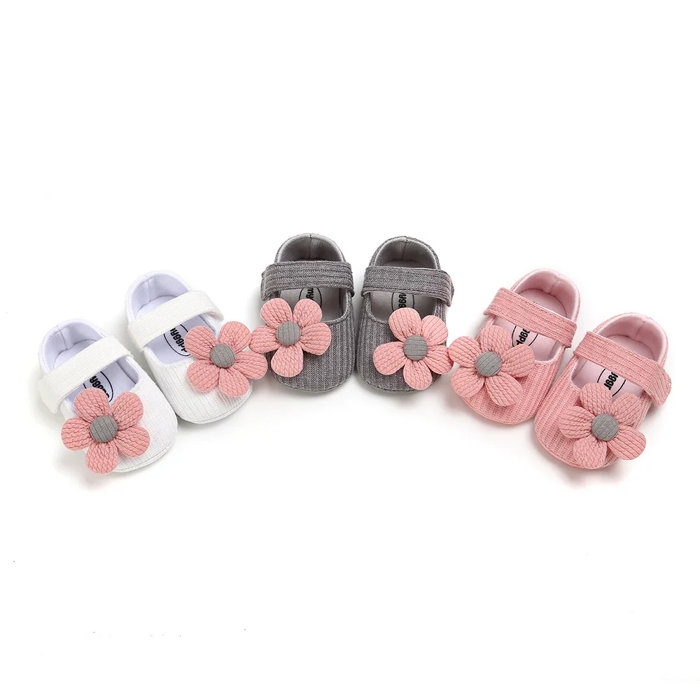 

Newborn Cute Flower Knitted Infant First Walkers Soft Sole Non Slip Toddler Baby Girl Shoes, White/yellow/red/black/pink/grey