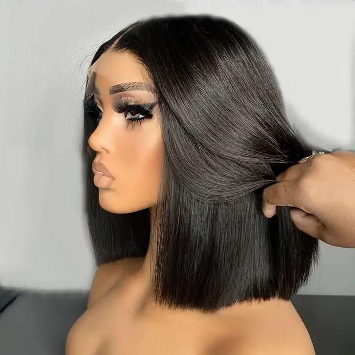 Soft Straight Bob Wig Super Double Drawn Virgin 13x4 Full Frontal Bob Wig Frontal Wig Brazilian Hair