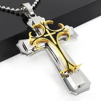 

2020 foreign trade hot sale three-layer cross pendant mens necklace jewelry factory direct sales Explosive wholesale