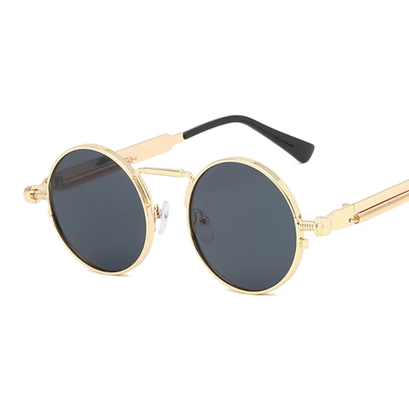 

Jiuling eyewear 2022 Wholesale New round frame sunglasses custom logo metal trend spring leg punk RETRO SUNGLASSES, Mix color or custom colors