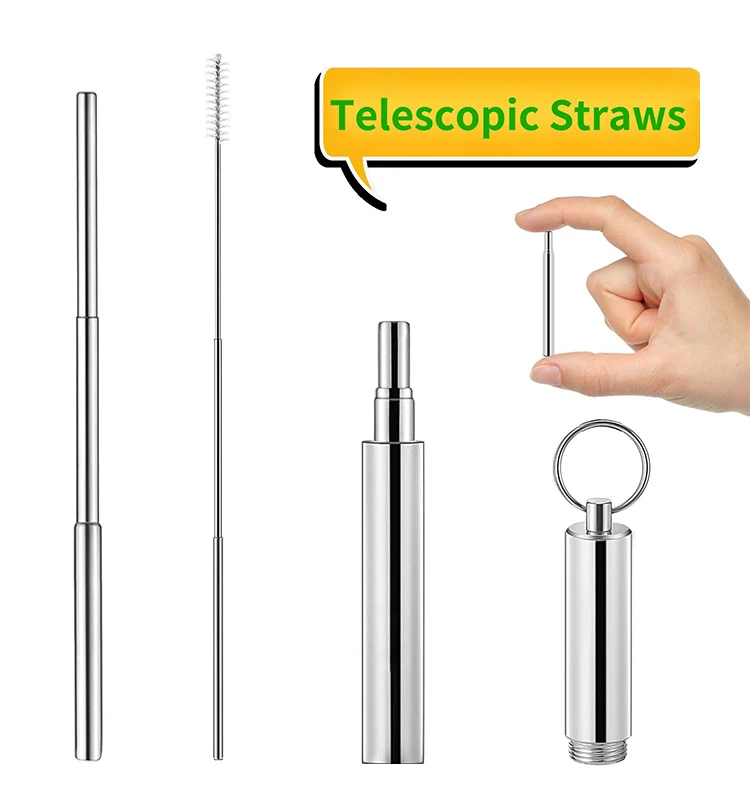 Adjustable Metal Color Stainless Steel Straw Extendable Drinking Straws