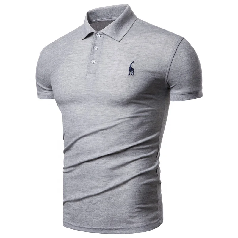 

Men's Formal Solid Polo Shirt Mens Embroidered Knitted Cotton Shirts Man Short Sleeve Casual Golf Polo Shirts, Customized colors