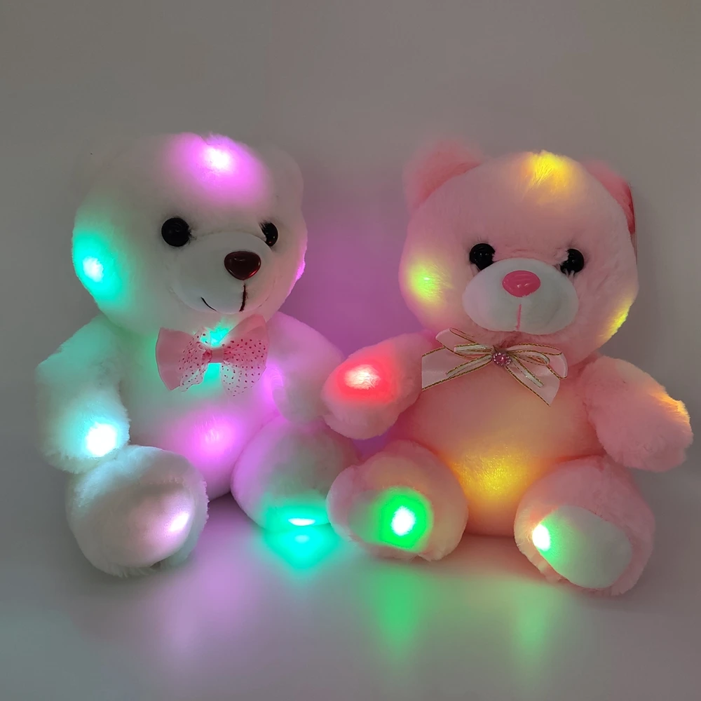 

Wholesale Valentines Day Colorful Glowing Teddy Bear Stuffed Plush LED Light Up Lighting Teddy Bear Soft Toys