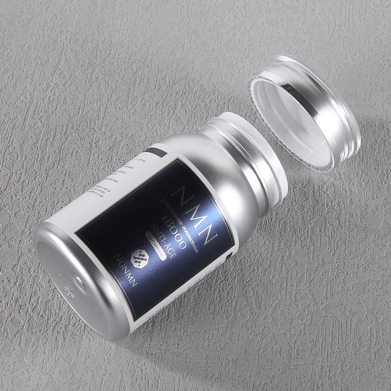 

IN STOCK Plastic PET Silver Pill Capsule Vitamin Medical Candy Chewing Gum Bottle Plastic Supplement Container with Screw Cap