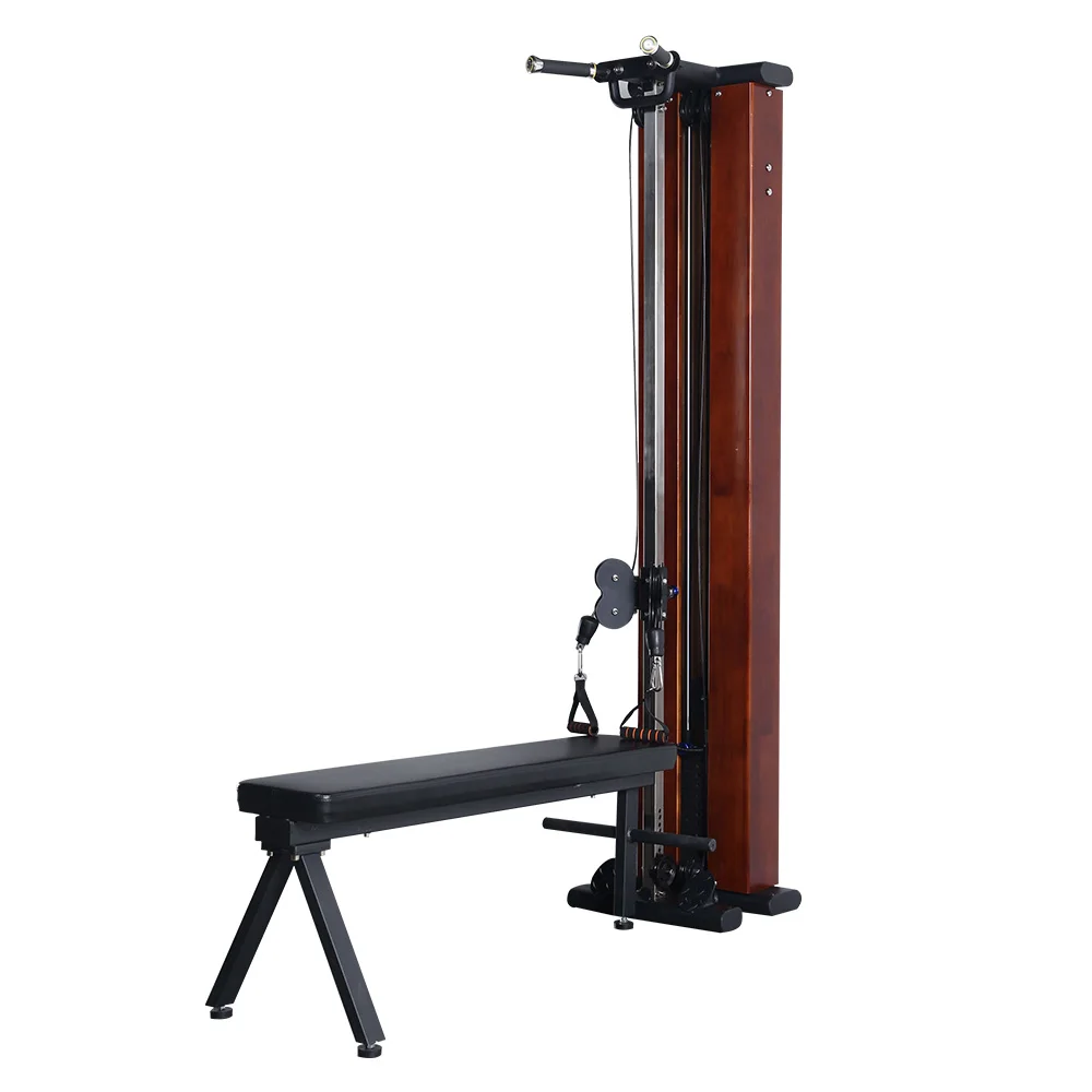 

wooden multifunction exercise equipment fitness cable machine cardio training for home gym weight lifting pilates reformers, Red or burlywood color