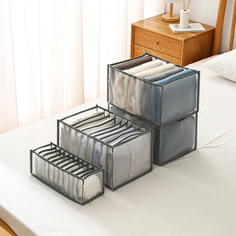 

Andeya Cheap Stock Mesh Net Foldable Jeans Clothes And Trousers Storage Box Bins with Handle