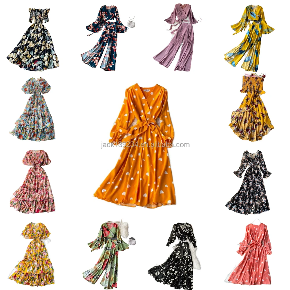 

Hot sale Amazon 2022 summer women's round neck short-sleeved loose print long skirt casual pocket dress