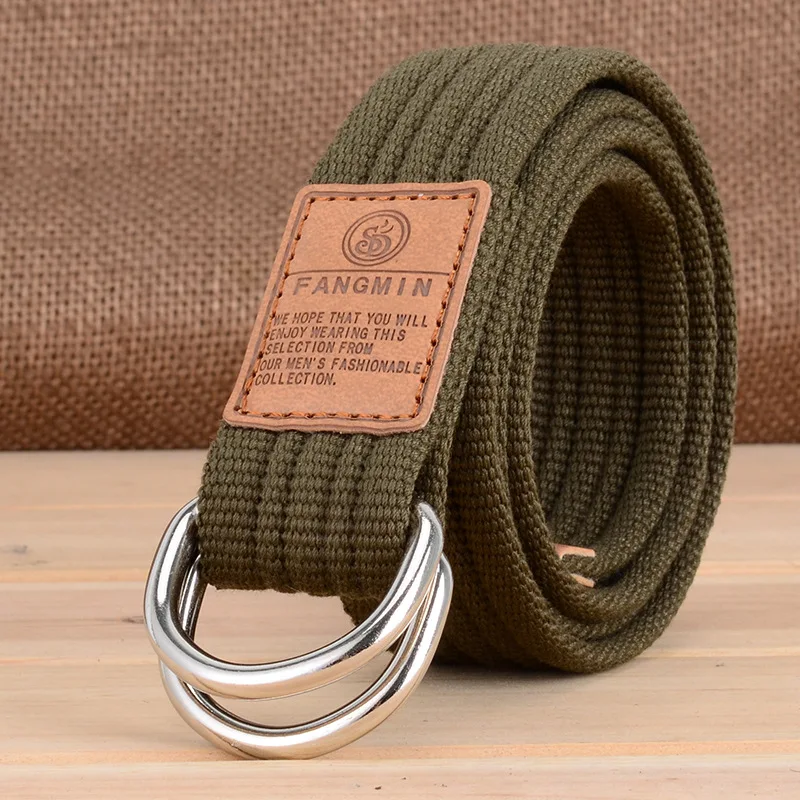 

Korean Version 17 Colors Men's and Women's Unisex Canvas Belt Casual Jeans Double Ring Buckle Outdoor Braided Belt