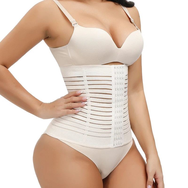 

New Pink Neoprene Sauna Corset Breathable Workout Body Shaper Power Belt Double Belt Hooks Waist Trainer, Black/skin