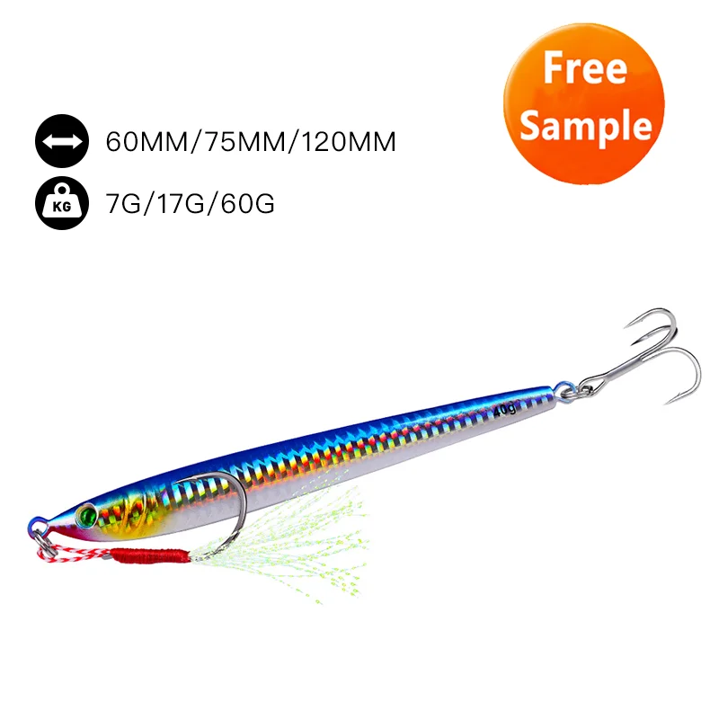 

Free Sample 60G Luminous Sea Fishing Lures Lead Sequins Metal Lures, 5 colors