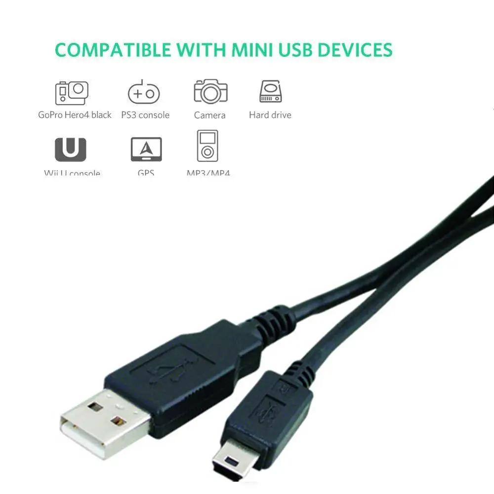 NEW 3FT USB A Male to Mini B Male Printer Scanner Camera Cable Cord 300+SOLD