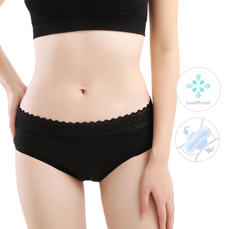 

LEVEL 044 Lace woman fiber 4 layers leak proof menstrual underwear period panties