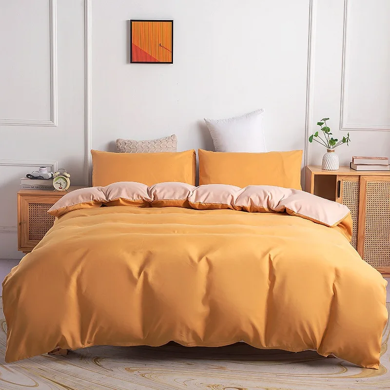 

European Luxury Soild Color King Bed Sheet Bed Linen Online Microfiber Duvet Cover Pillow Case Set