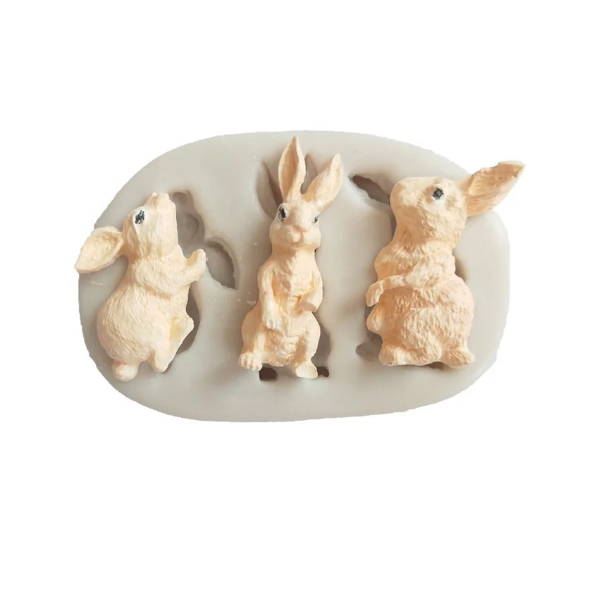 

3D Rabbit Easter Bunny Fondant Silicone Mold Decoration Tool Chocolate Cake Gumpaste Mold Soft ceramics Kitchen Cooking Tools