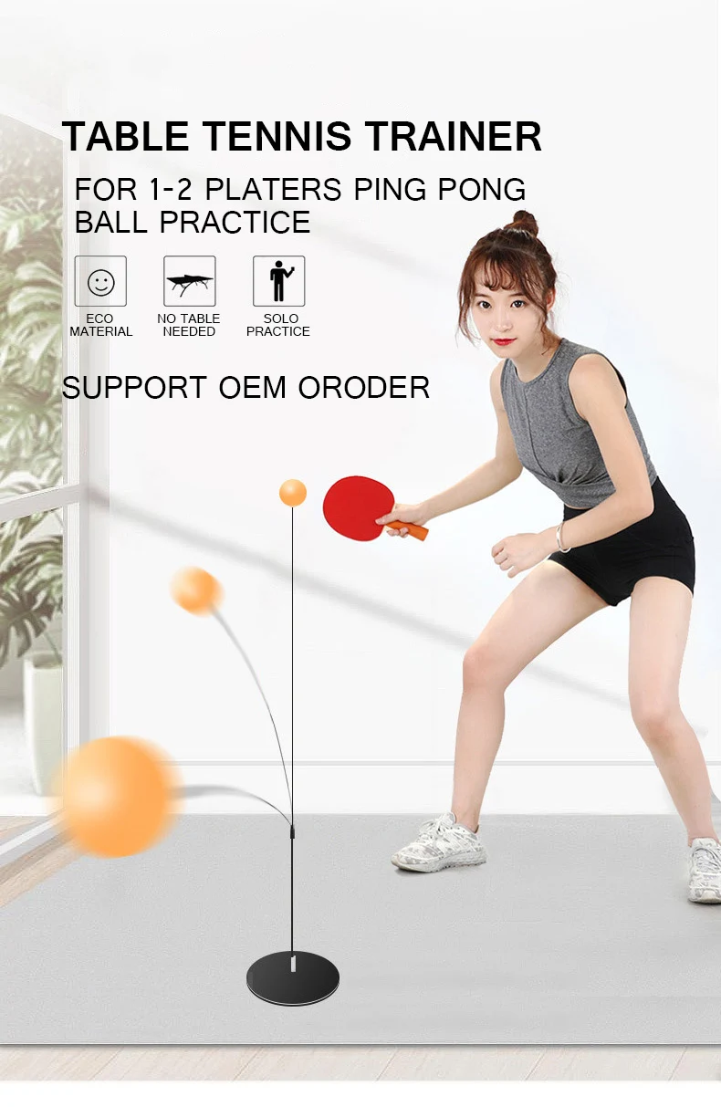 Table Tennis Trainer with Elastic Soft Shaft,Leisure Decompression Sports Fixed Shaft Rapid Backbound Machine for Ping Pong Ball Training with 2 Table Tennis Paddle & 3 Ping Pong Balls 