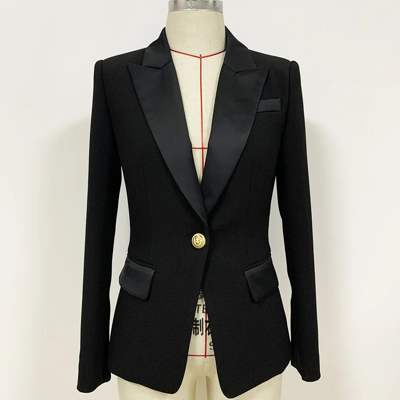 

2020 new arrivals autumn design office lady single golden button embellished women jacket blazer