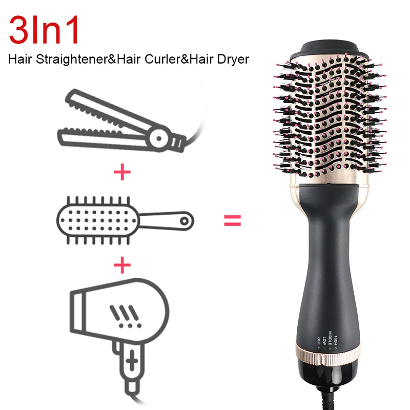 

Cepillo secador de cabello Salon Hair Dryer Hair Brush Private Label Brush Straightener Comb Styling Hot Round Hot air Brush, Customized color