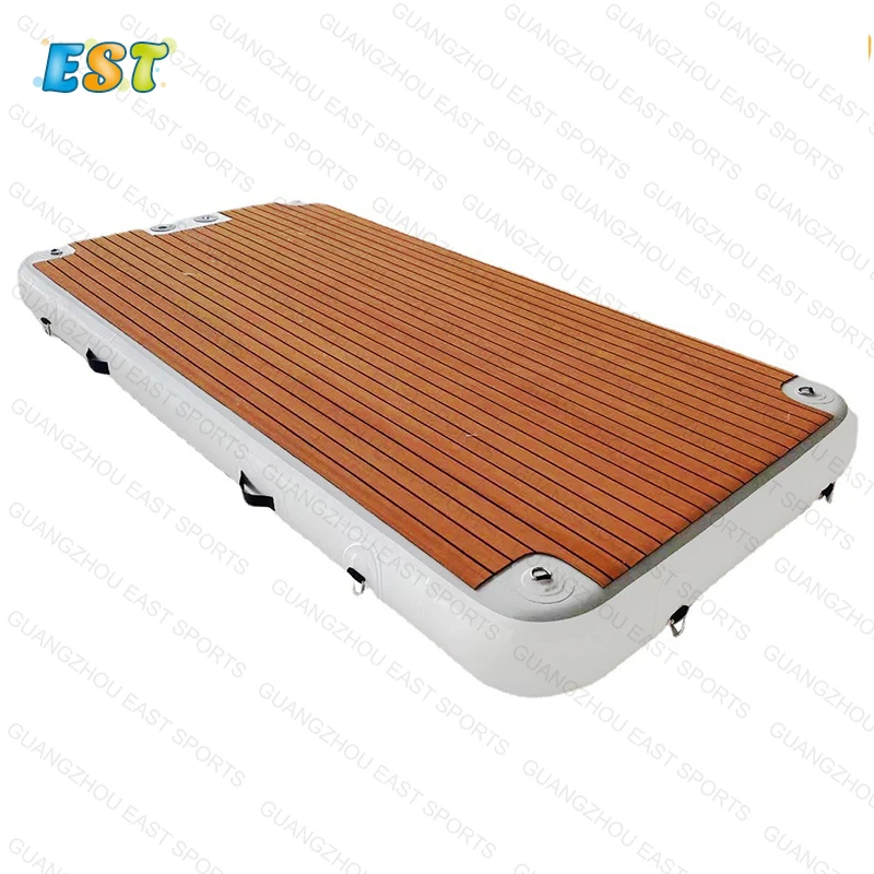 

Water Sport Toy Inflatable Jetski Docks Yacht Inflatable platform, Grey, white, teak brown/black,