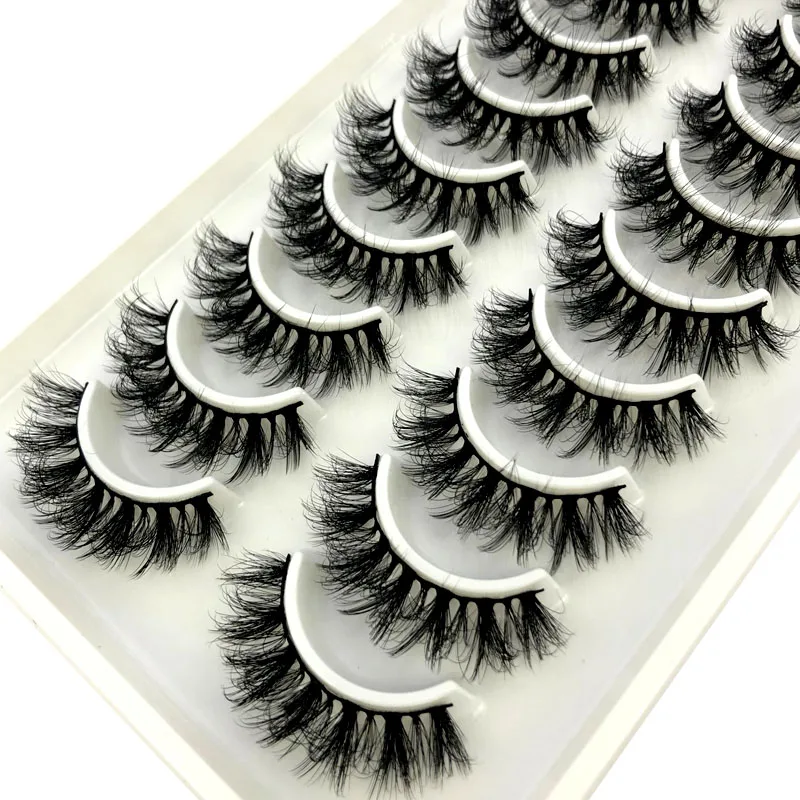 

New 10 Pairs 3D Faux Mink Hair False Eyelashes Natural Messy Eyelash Crisscross Wispy Fluffy Lashes Extension