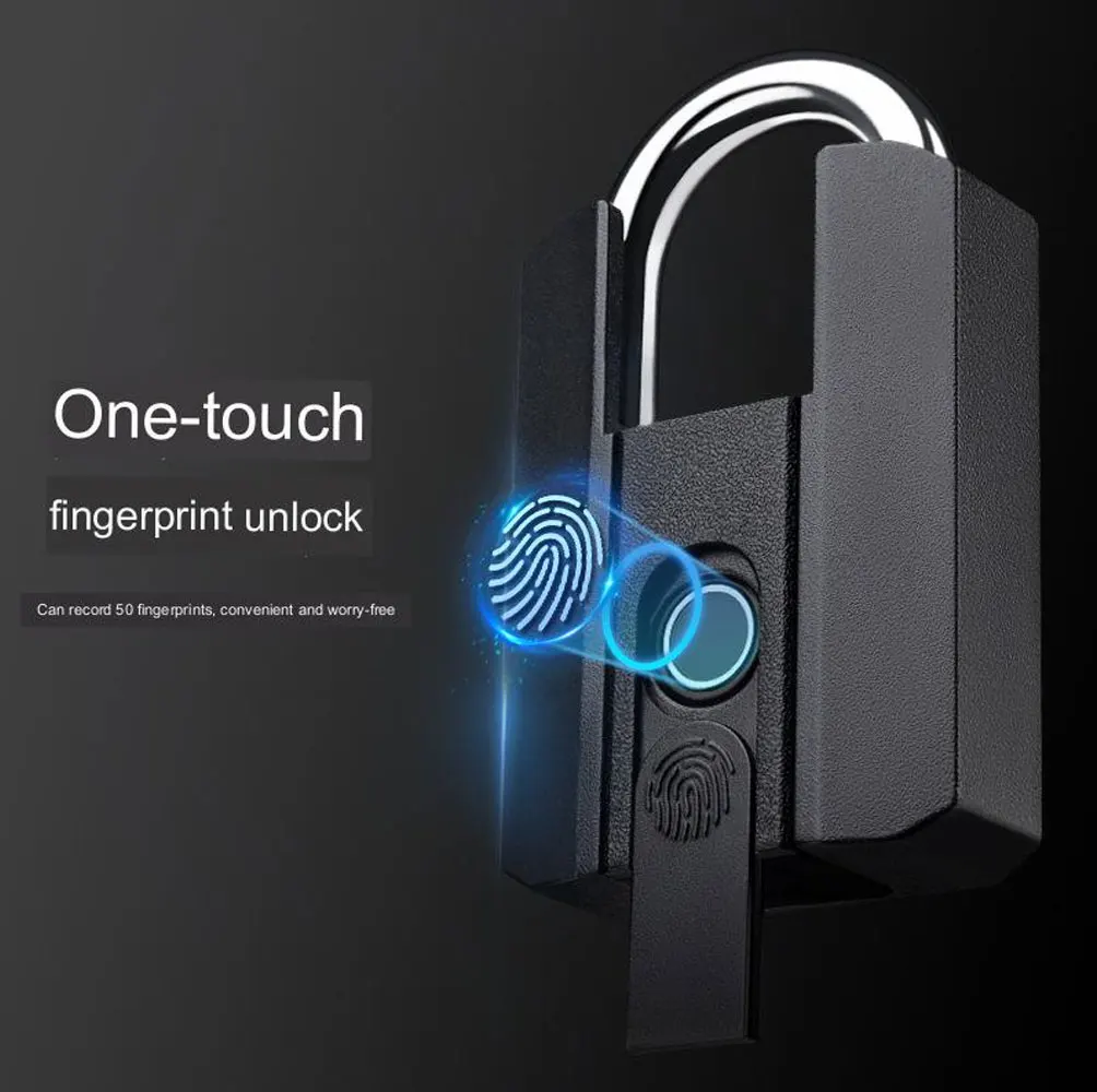 

Wholesale Fingerprint Smart Padlock Finger Print Padlock With Keyless Suitable for Gym Biometric Locke and Storage Smart Padlock