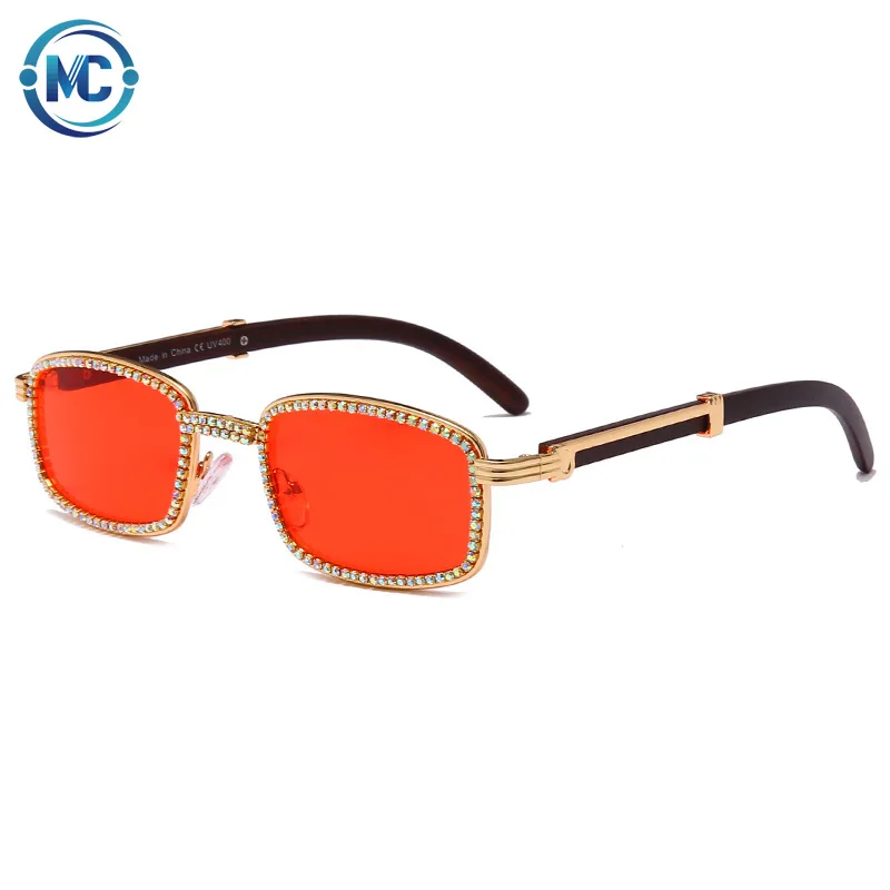 

2021 New Sunglasses Fashion Small Frame Rectangle Diamond Chain Metal Retro Ins Narrow Sunglasses, Colors