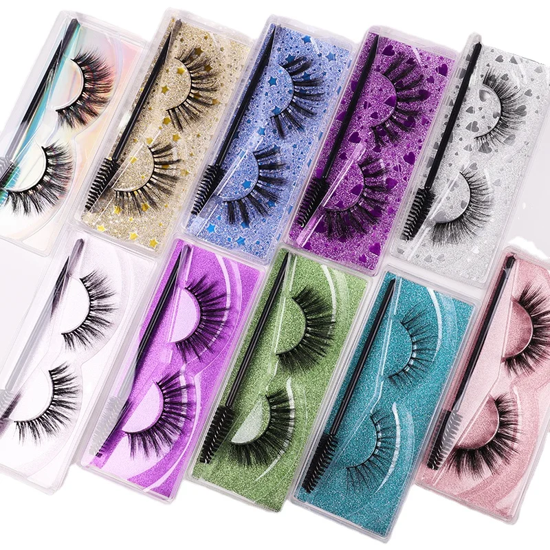 

natural faux mink full strip lashes with brushes wholesale eyelashes silk eyelash custom packaging, Natural black mink eyelashes
