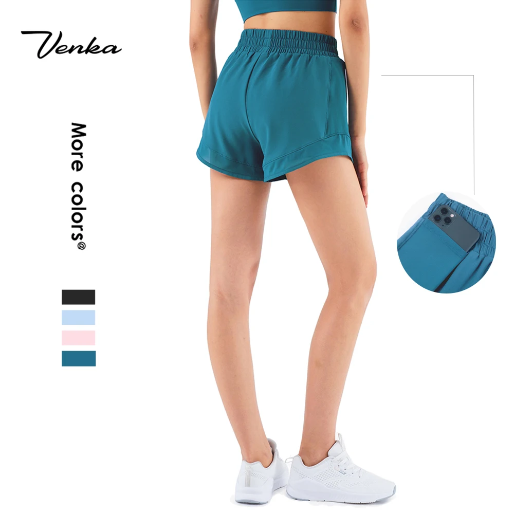 

Womens Shorts 2021 LULU New Summer Gym Shorts Double Layer With Side Pocket Yoga Running Sports Shorts with Elastic Band, Black,pink,light blue,dark blue